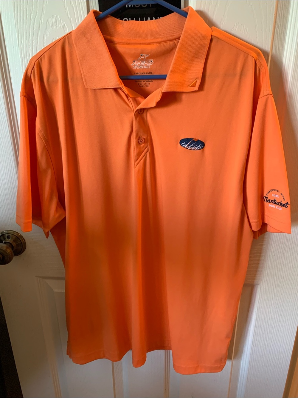 AHEAD Extreme Men's Orange Golf Polo Shirt w/ Nantucket Golf Club Logo size L